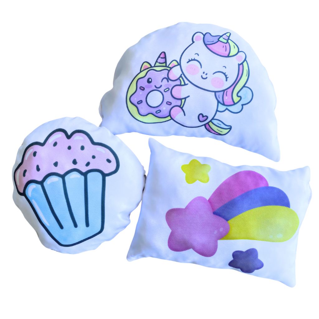 kit almofadas kids unicórnio cupcake