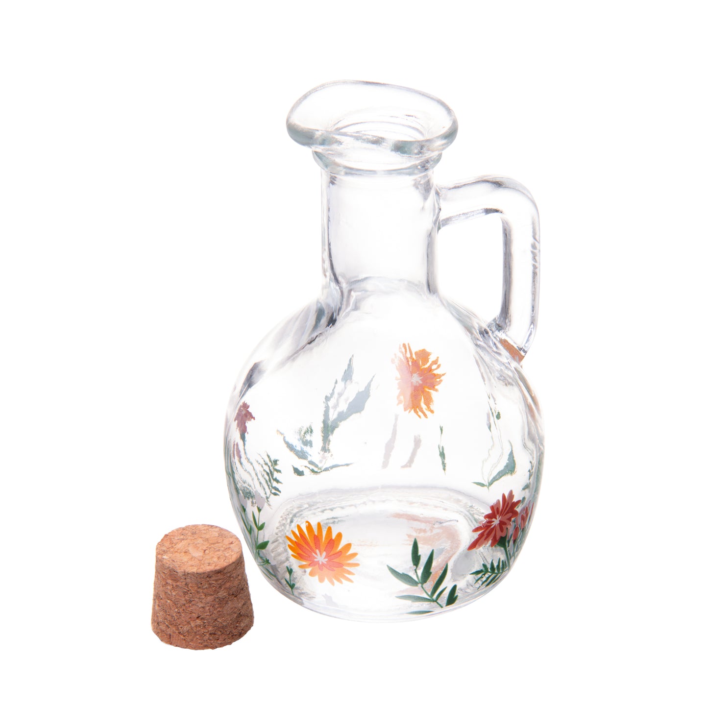 GARRAFA PARA AZEITE DE VIDRO COM TAMPA ROLHA FLORA 180ML