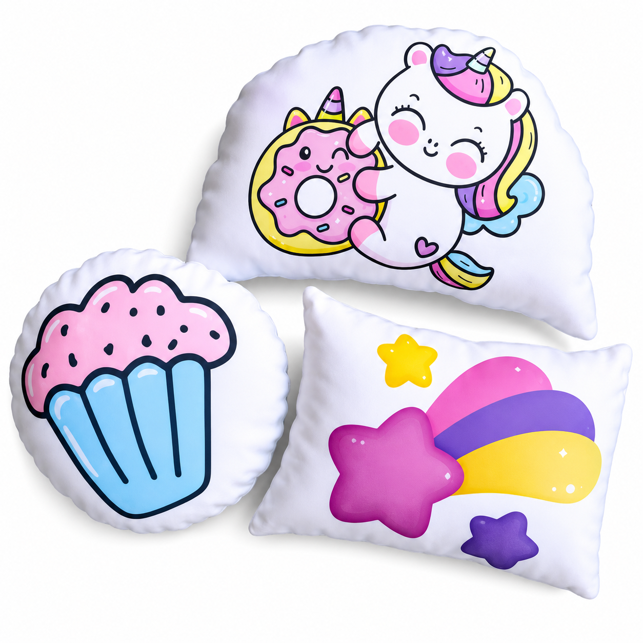 kit almofadas Decorativa unicórnio cupcake