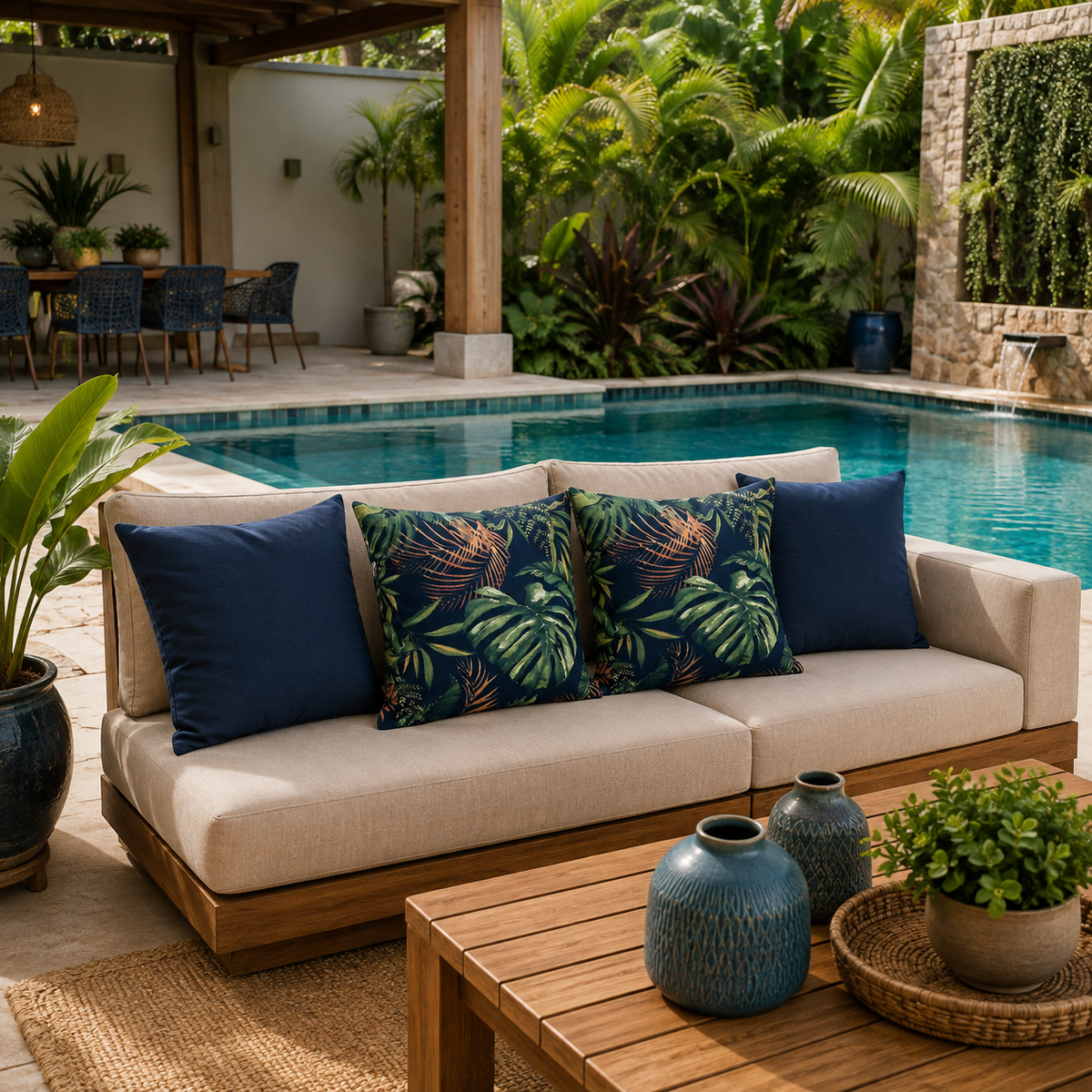 Kit 4 Capas de Almofadas Impermeáveis para Área Externa 45x45 ou 50x50 – Varanda, Piscina e Área Gourmet