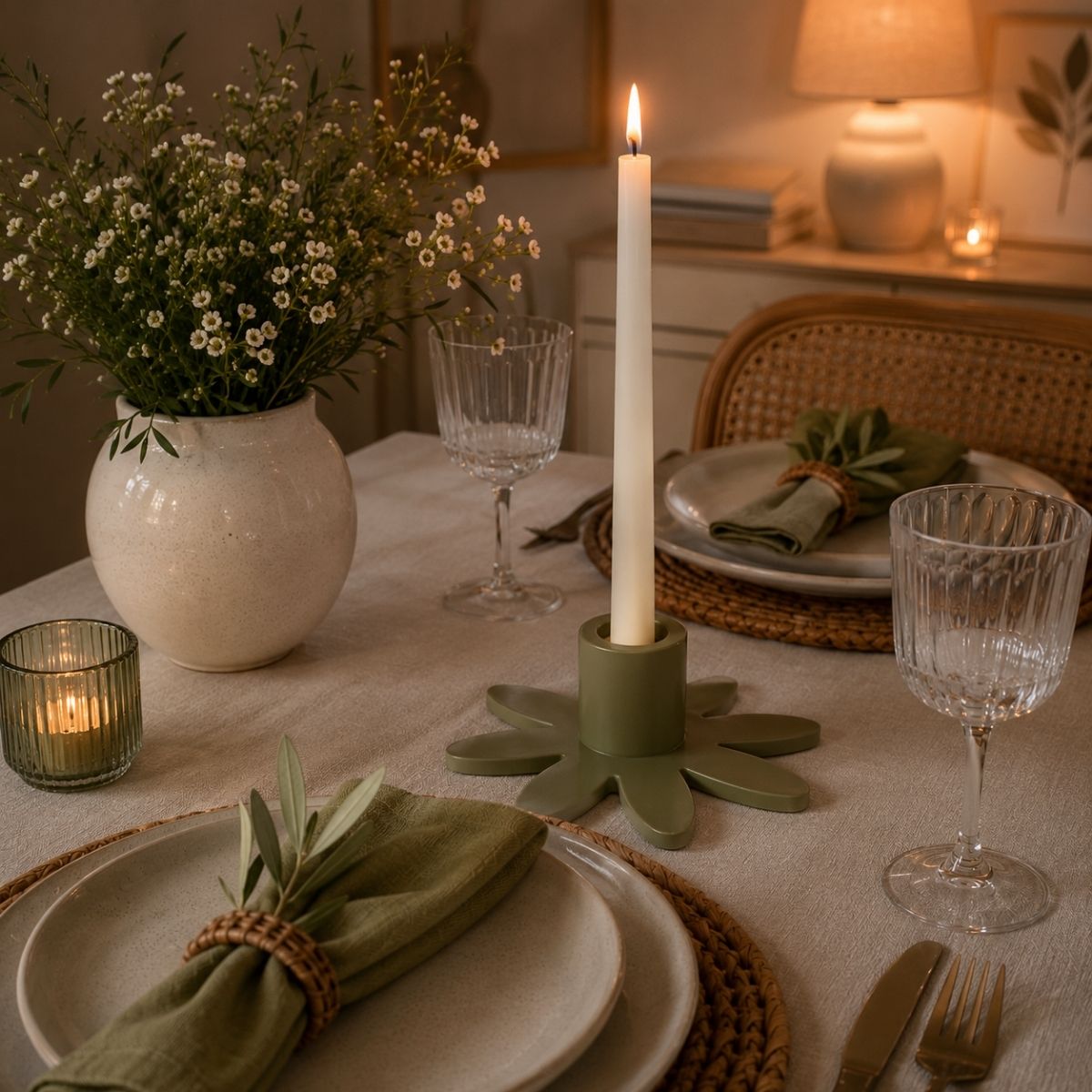 Castiçal Porta-Velas Flor - Delicadeza que transforma a mesa posta