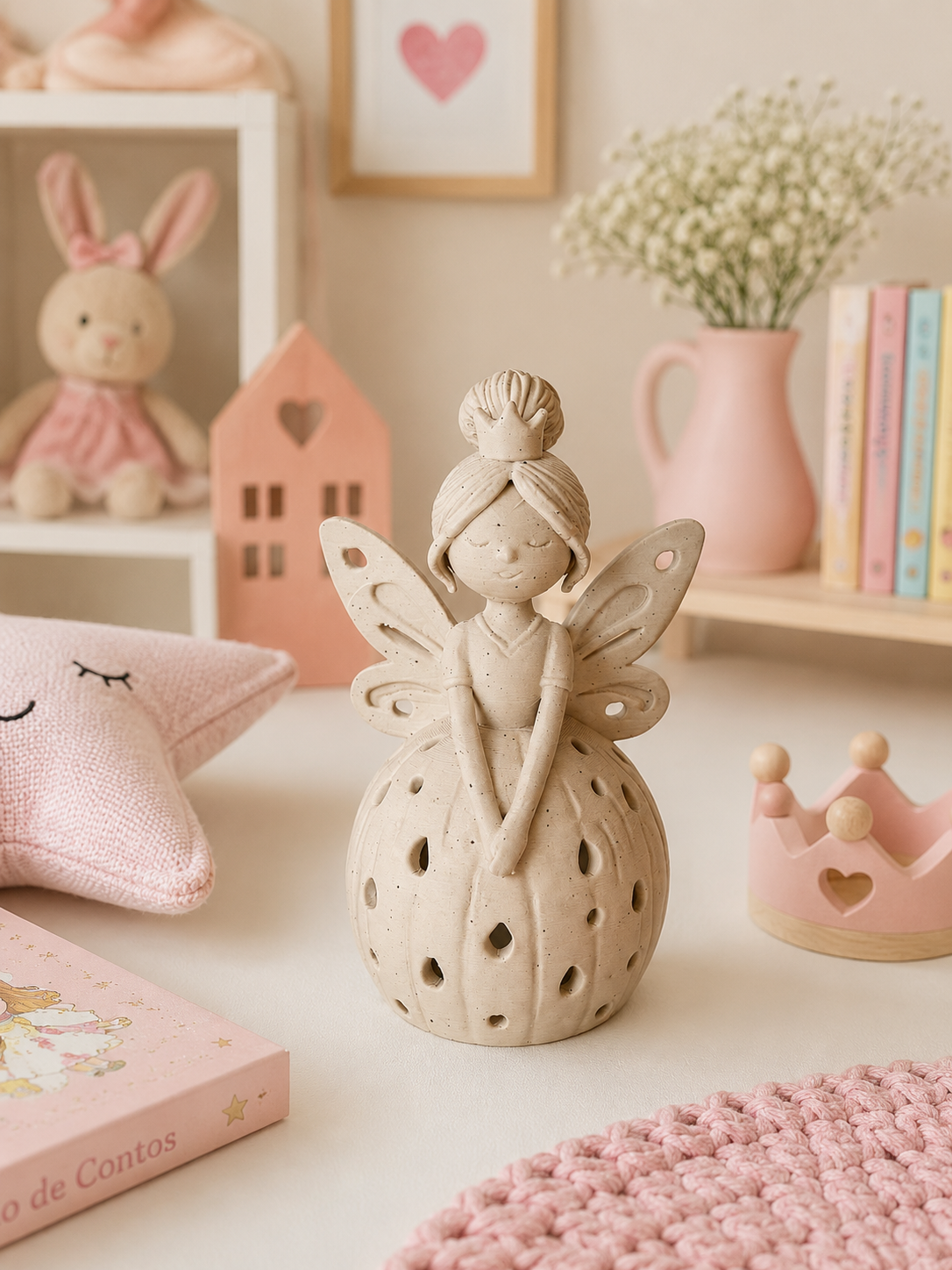 Fada Luminária Infantil com iluminação LED Suave para Decoração de Quarto Infantil