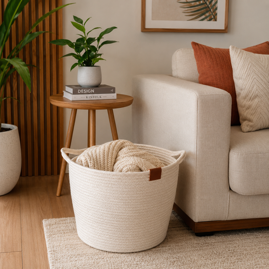 Cesto Organizador 100% Algodão Premium | Multiuso para Brinquedos, Roupas, Mantas e Decoração | 4 Tamanhos Disponíveis