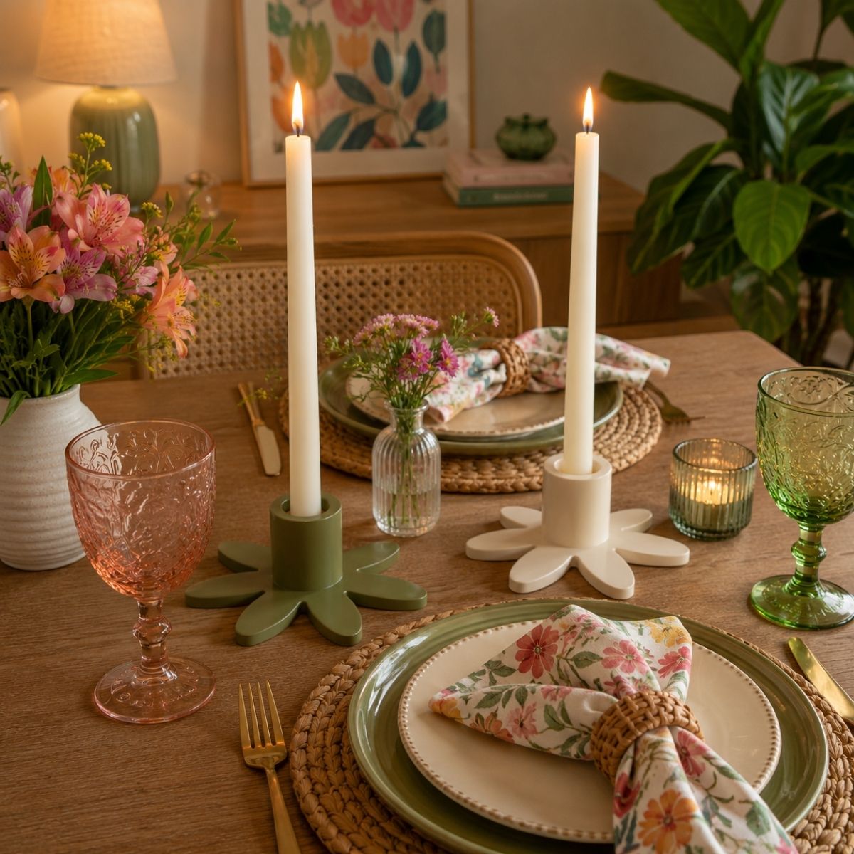 Castiçal Porta-Velas Flor - Delicadeza que transforma a mesa posta