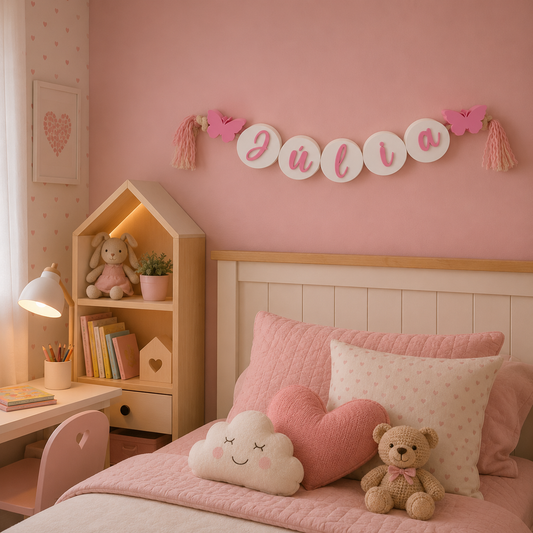 Flâmula Decorativa com Nome Personalizado | Decoração Infantil 3D